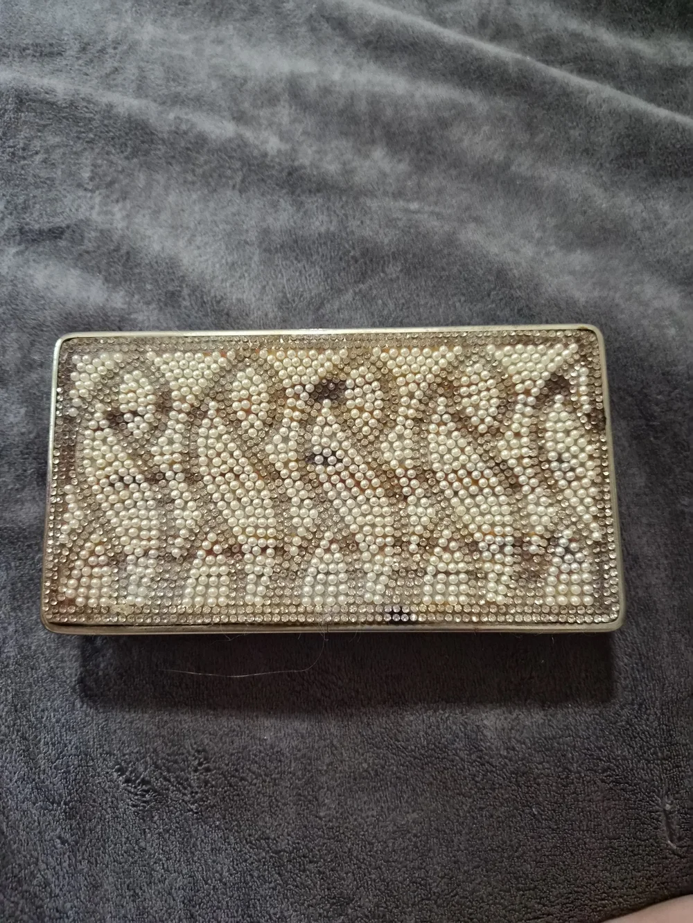 Kate Landry Crystal Embellished Beige and Irradecent Women’s Clutch